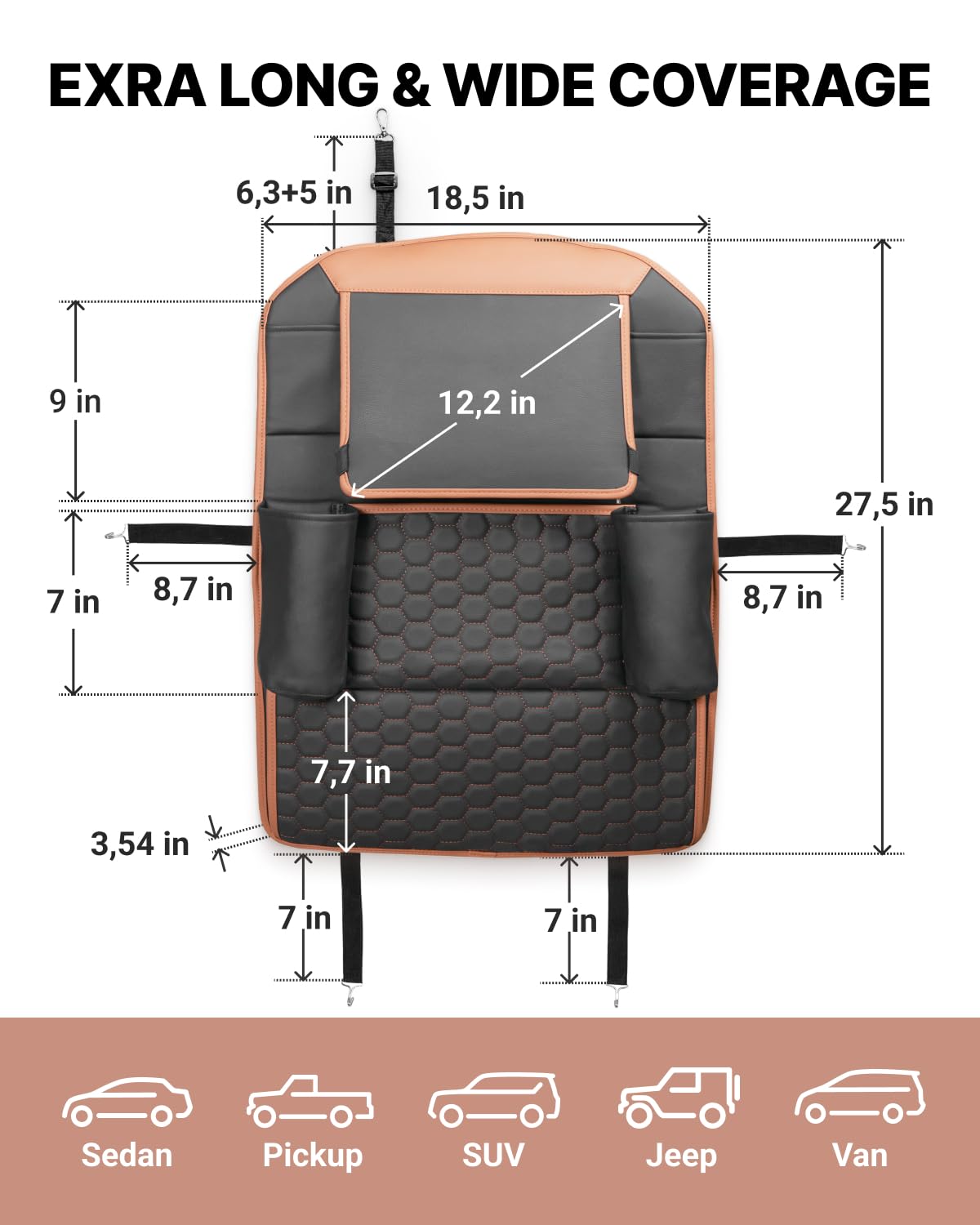 Black-Brown Backless Booster, Waterproof Seat Protector & Backseat Organizer H76685