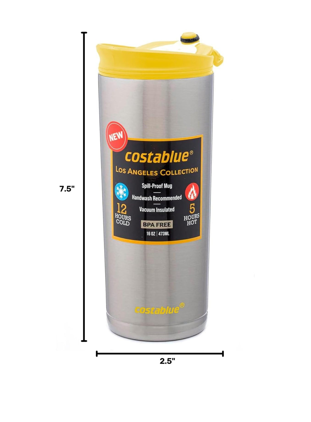 16 Oz Stainless Steel Insulated Travel Coffee Mug B96356