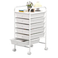 White 6 Tier Rolling Storage Cart with 6 Drawers W76339