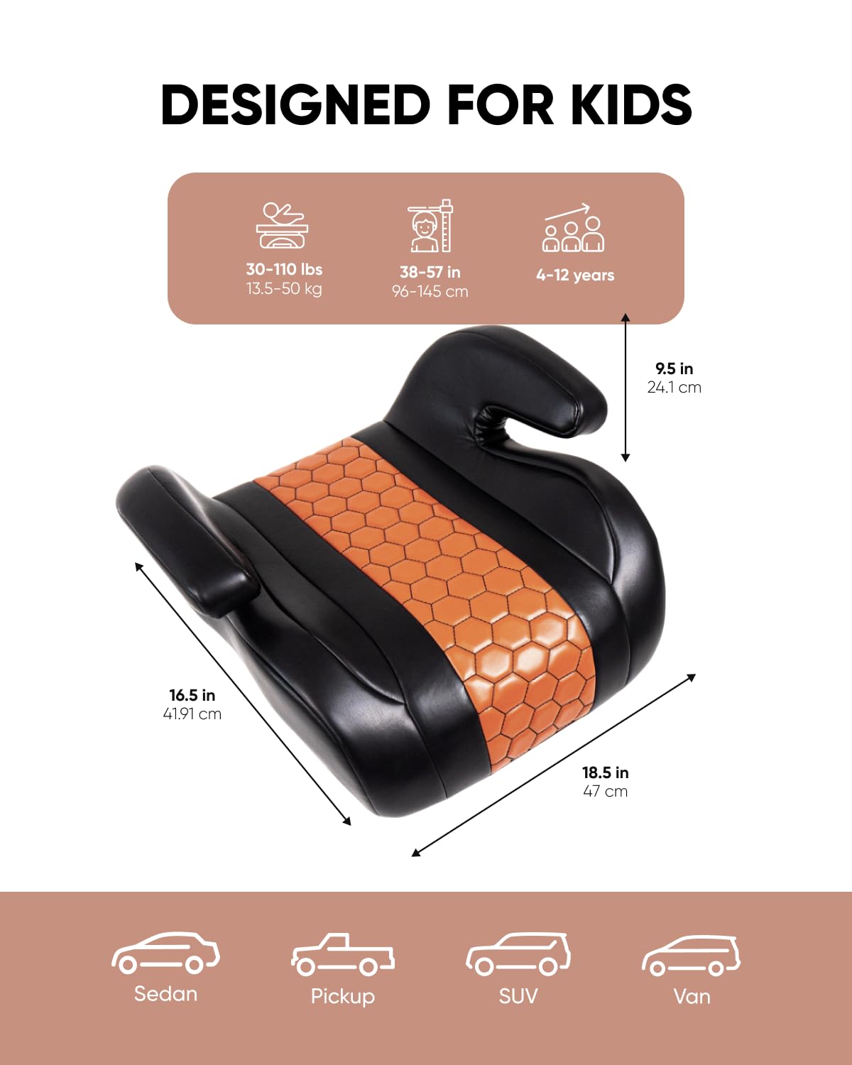 Black-Brown Backless Booster, Waterproof Seat Protector & Backseat Organizer H76685
