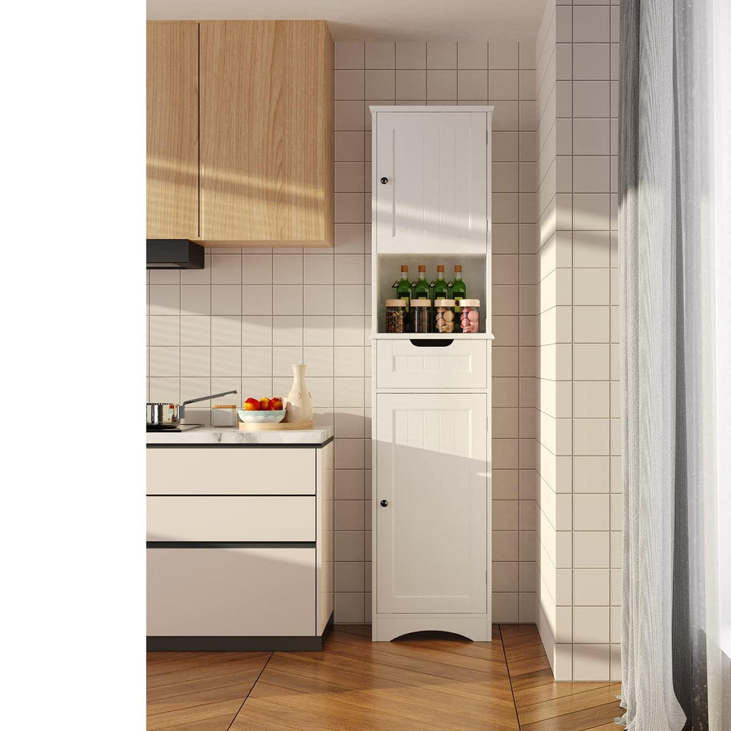 67” H Tall White Bathroom Storage Cabinet S9040