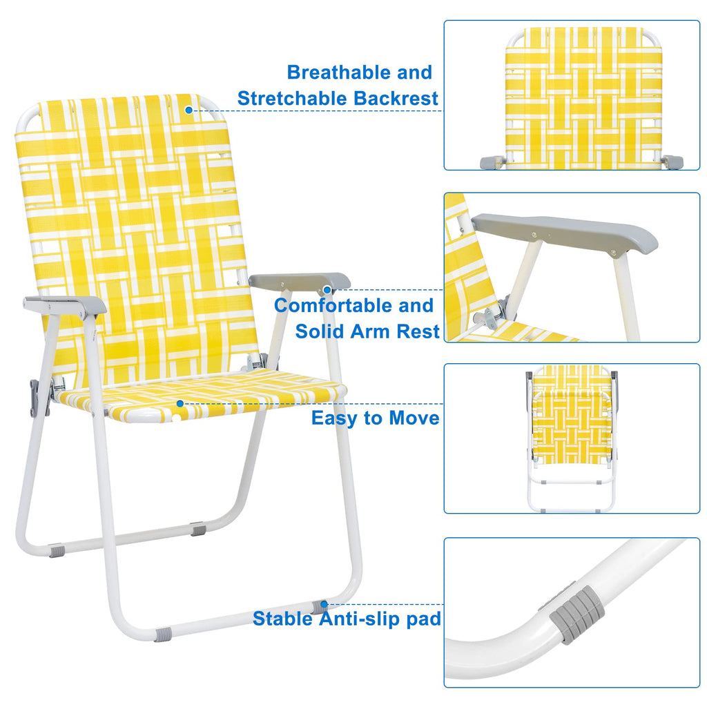 Folding Webbed Camping Chair Set of 2 Yellow G964