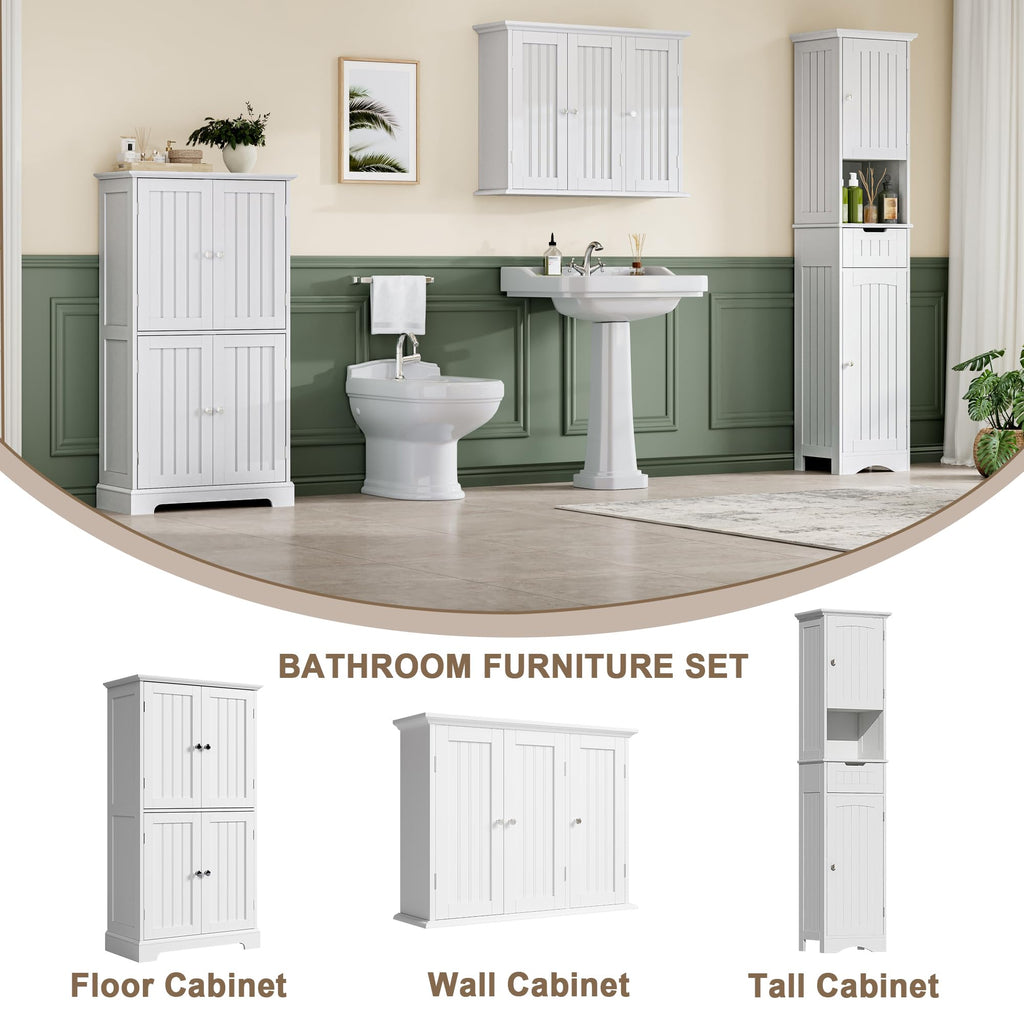Laundry Cabinet with 3 Doors and Adjustable Shelves V5468