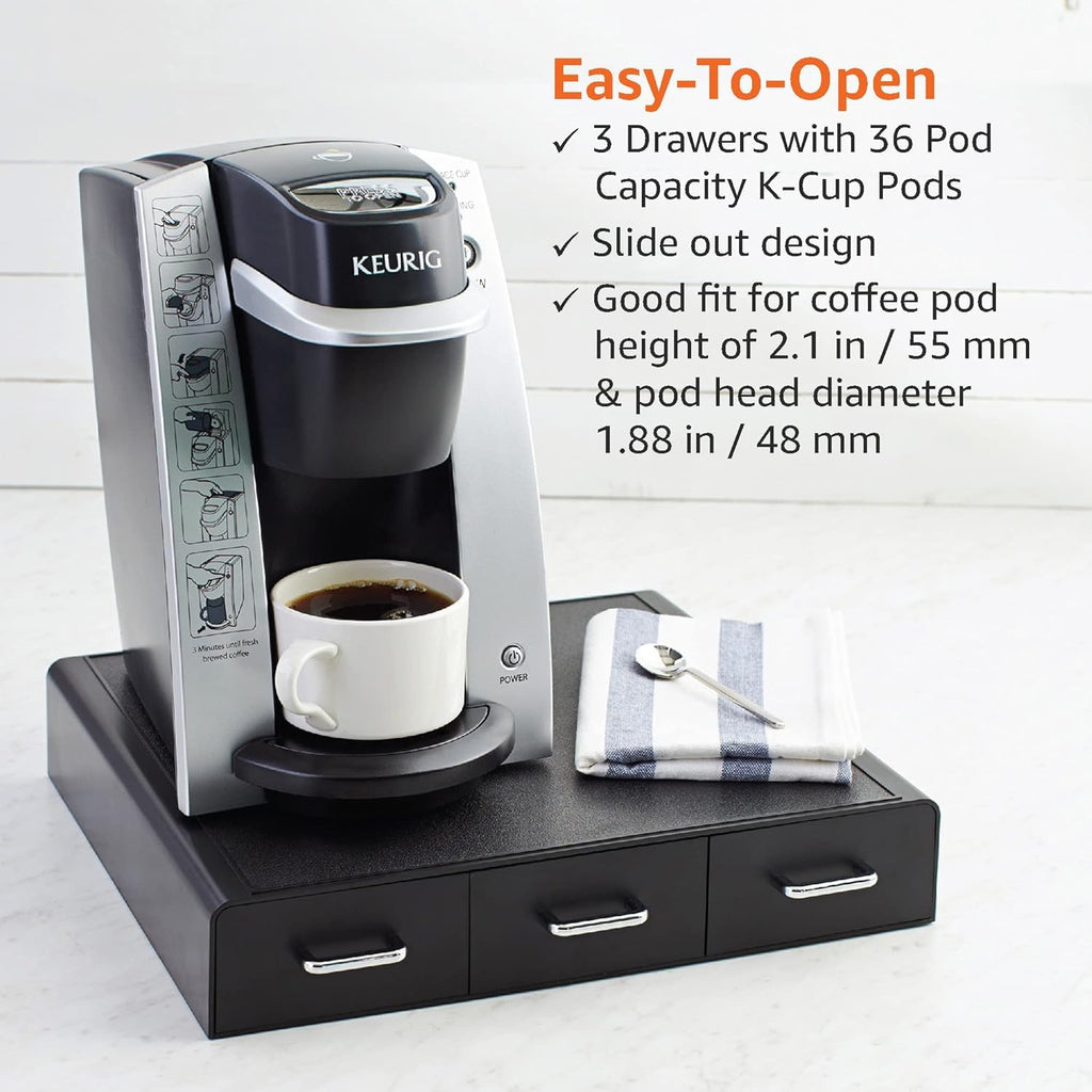 Black 36 Pod Capacity 3 Drawer Coffee Pod Storage Drawer D89992