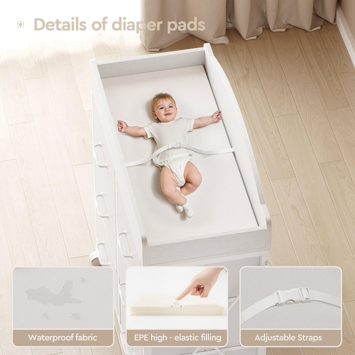 White 6 Drawer Changing Table Dresser Z9012
