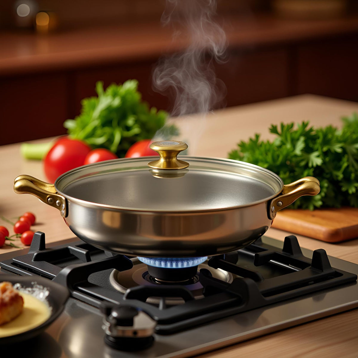 10" Tempered Glass Lid with Steam Vent & Stainless Steel Rim U607