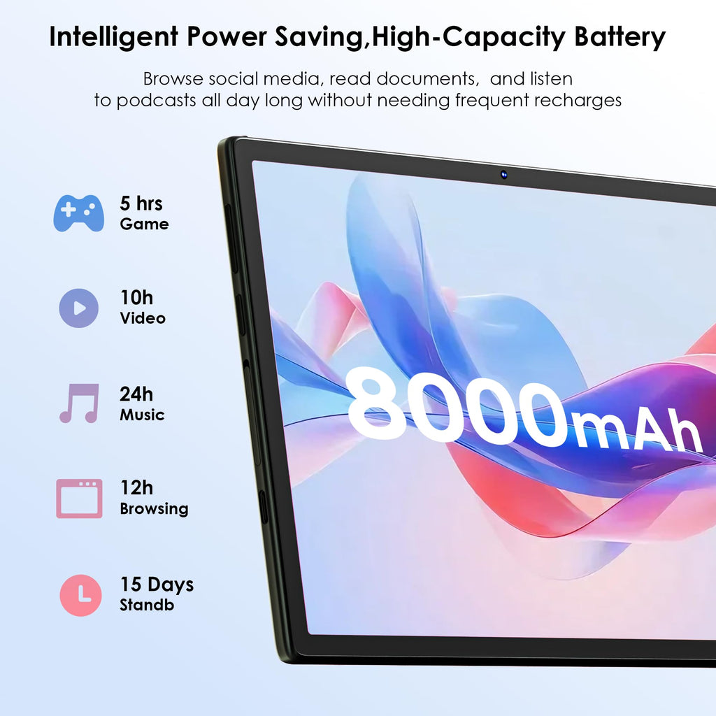 10.1 inch Android 15 Tablet with Drop-proof Case Blue Z7229