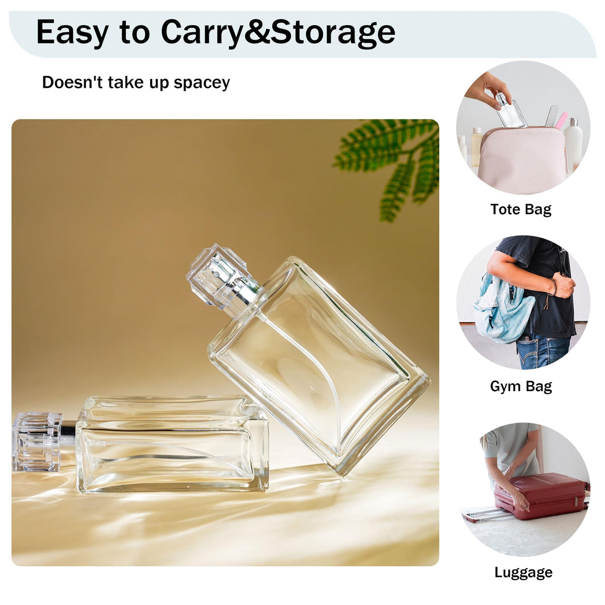 2 Pack 100ml Refillable Glass Spray Bottles I535010