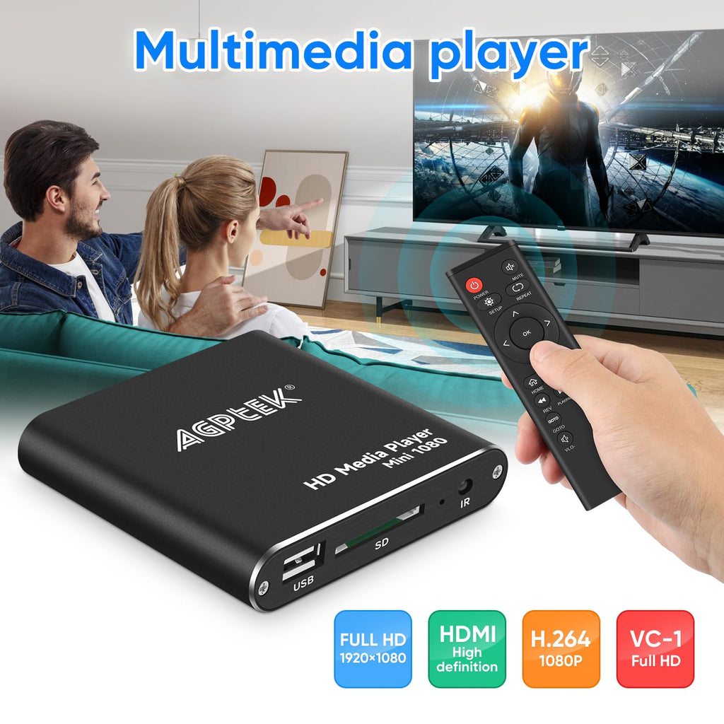 Black Mini 1080p Full-HD HDMI Digital Media Player U8925