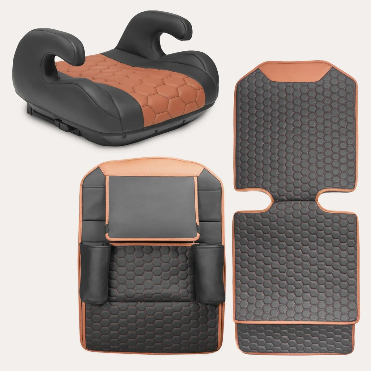 Black-Brown Backless Booster, Waterproof Seat Protector & Backseat Organizer H76685