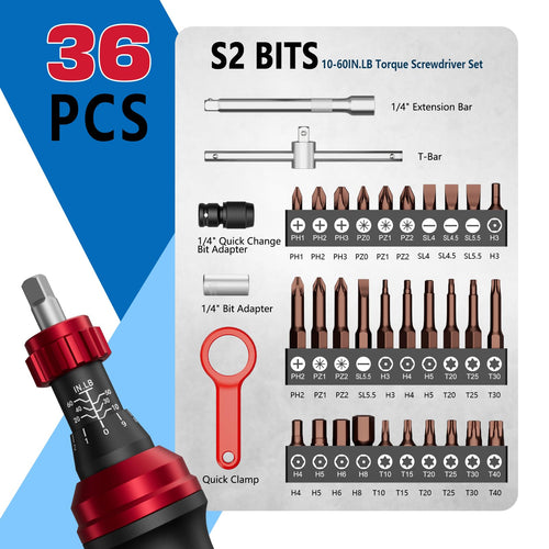 1/4" Torque Screwdriver 36 PCS Set D22827