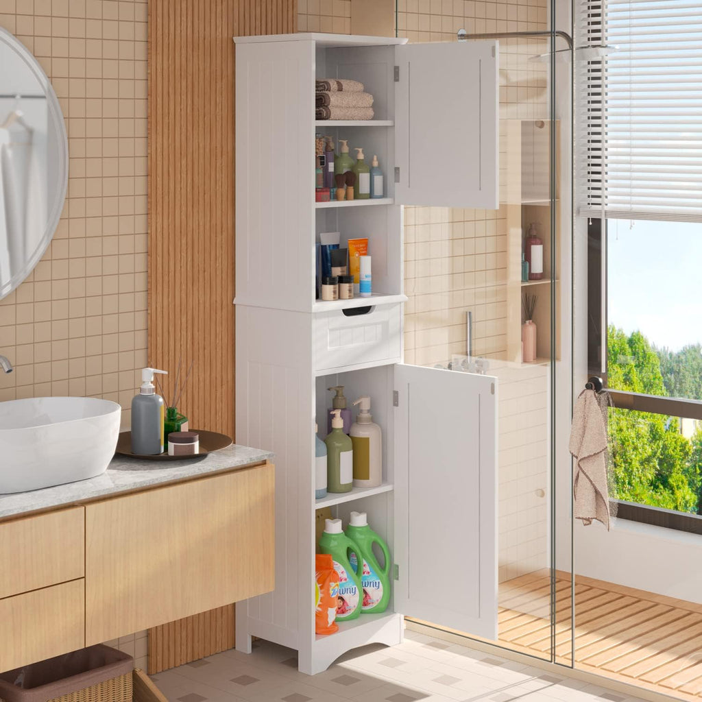 67” H Tall White Bathroom Storage Cabinet S9040