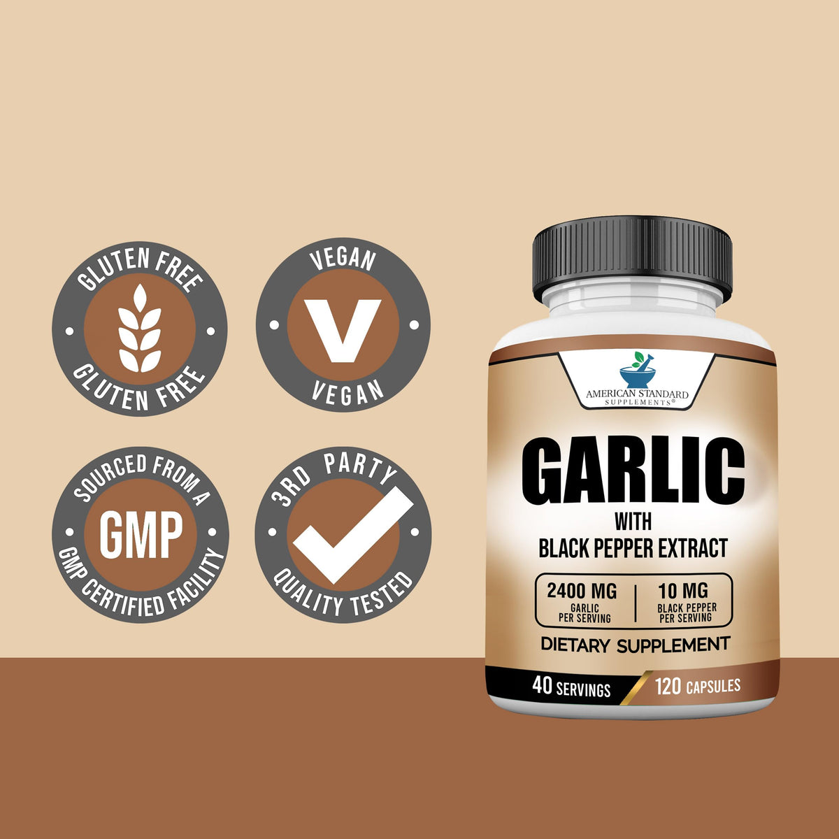Garlic 2400mg with Black Pepper Fruit Extract 120 Capsules R1606