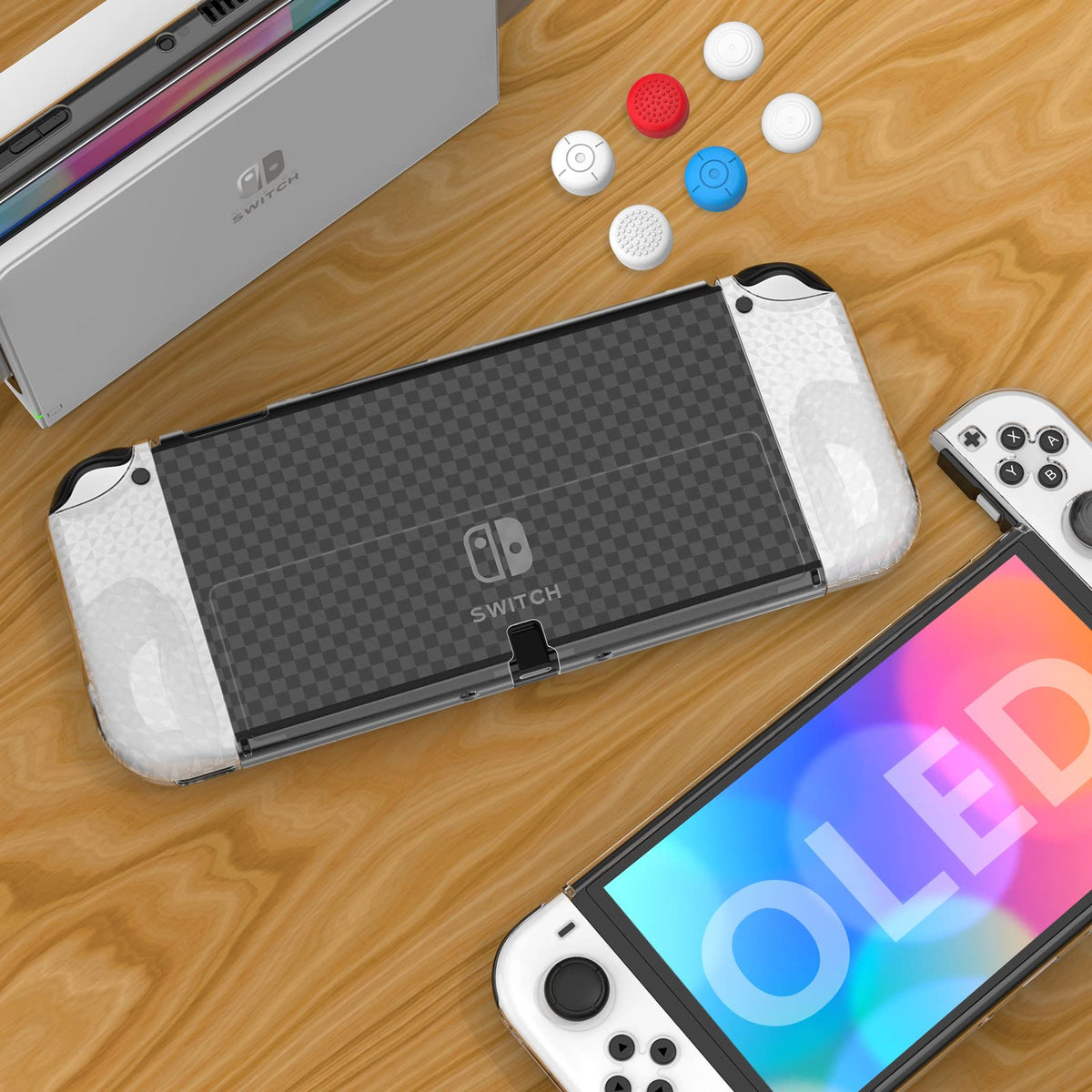 Switch OLED Dockable Hard PC Case with Thumb Stick Caps P454675