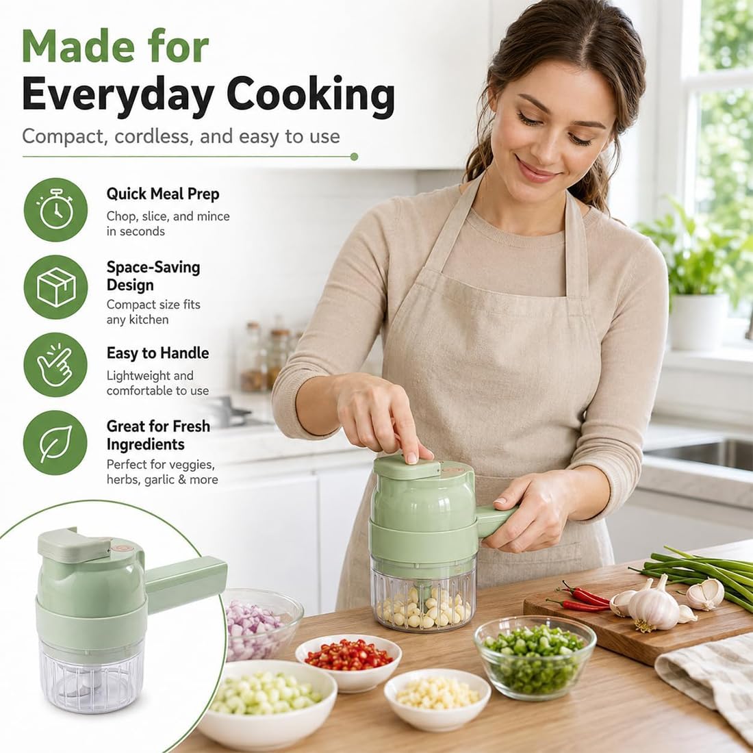 4 in 1 Handheld Electric Vegetable Chopper O243479