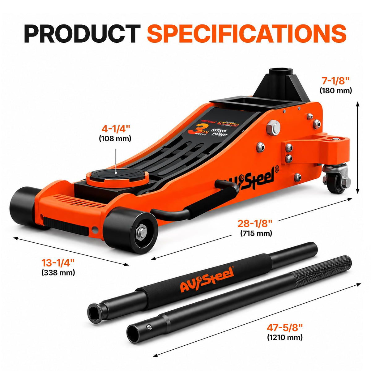 3 Ton Low Profile Aluminum Hydraulic Floor Jack C1359