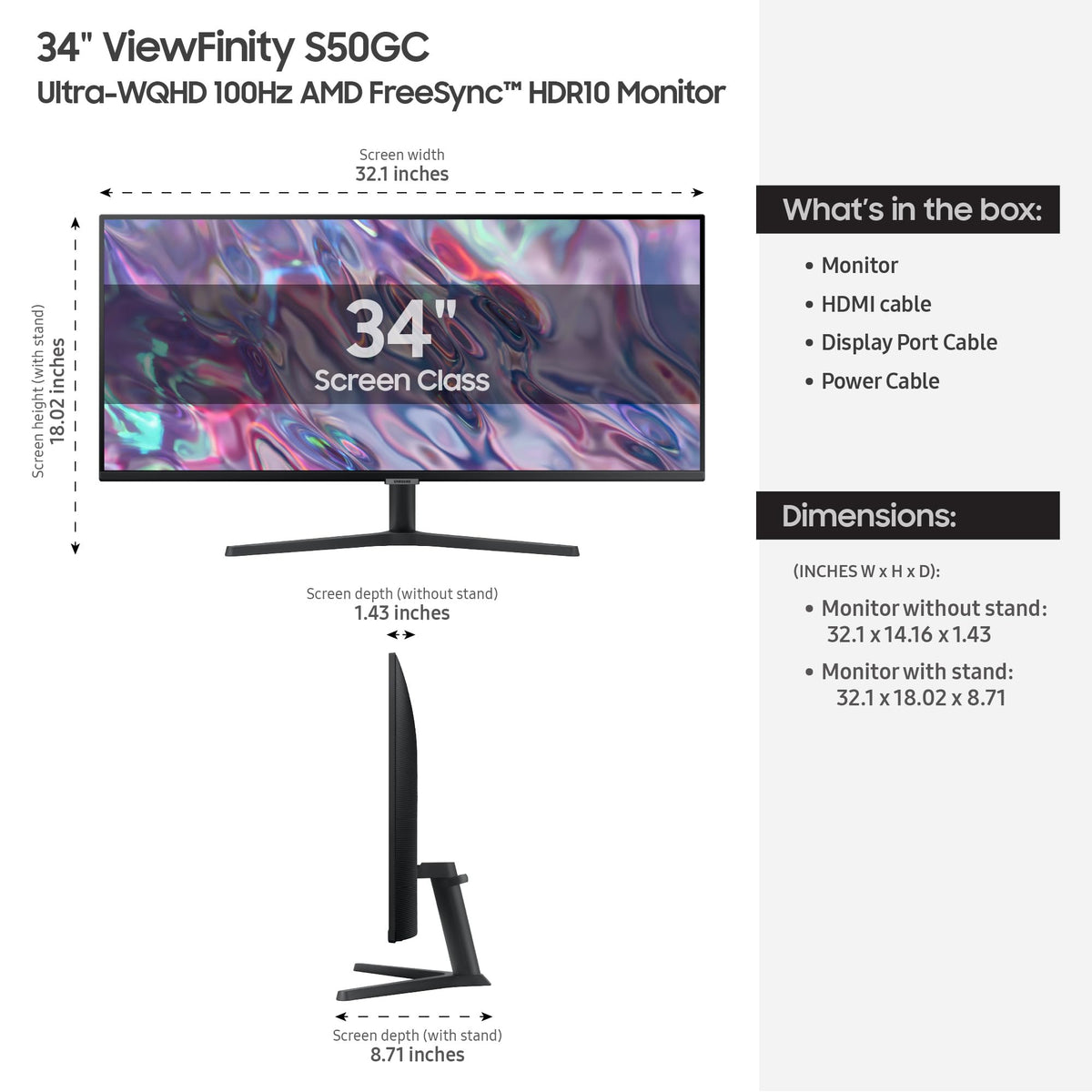 34" Ultra-WQHD 100Hz HDR10 Monitor F290