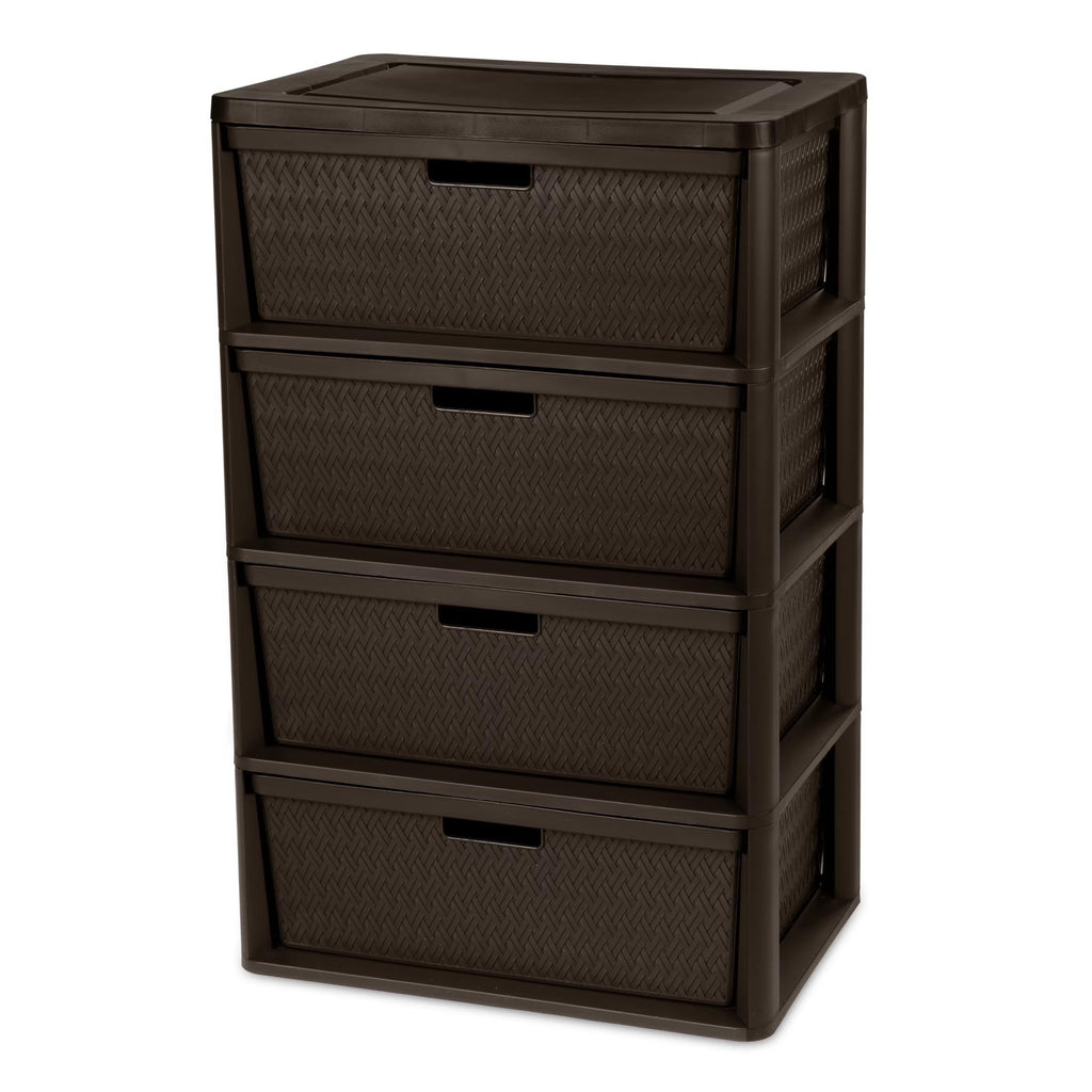 Brown 4 Drawer Plastic Storage Tower B333