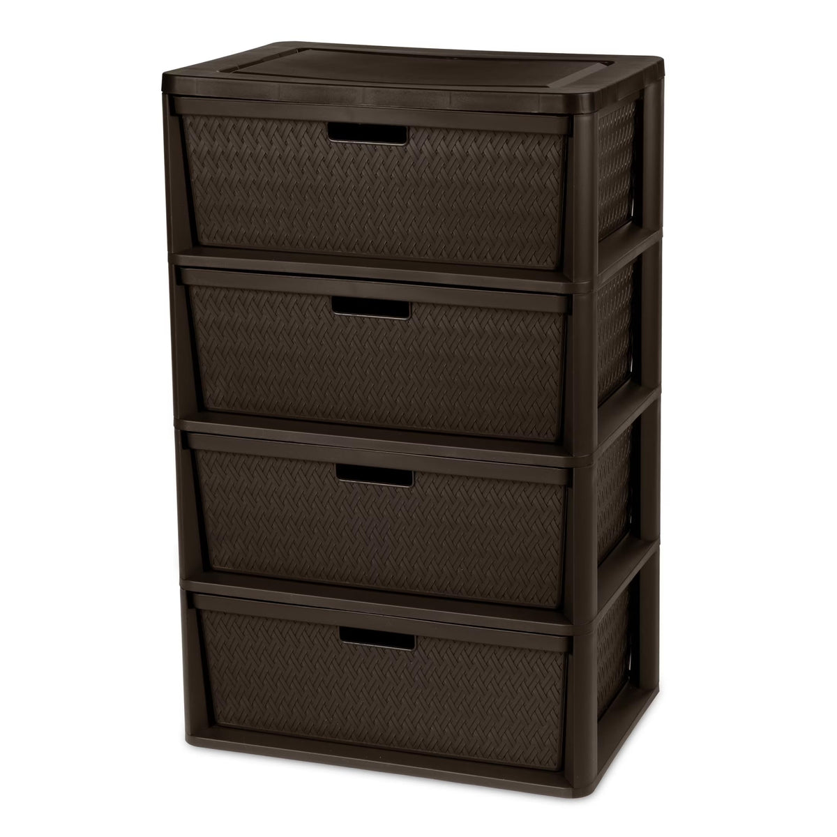 Brown 4 Drawer Plastic Storage Tower B333