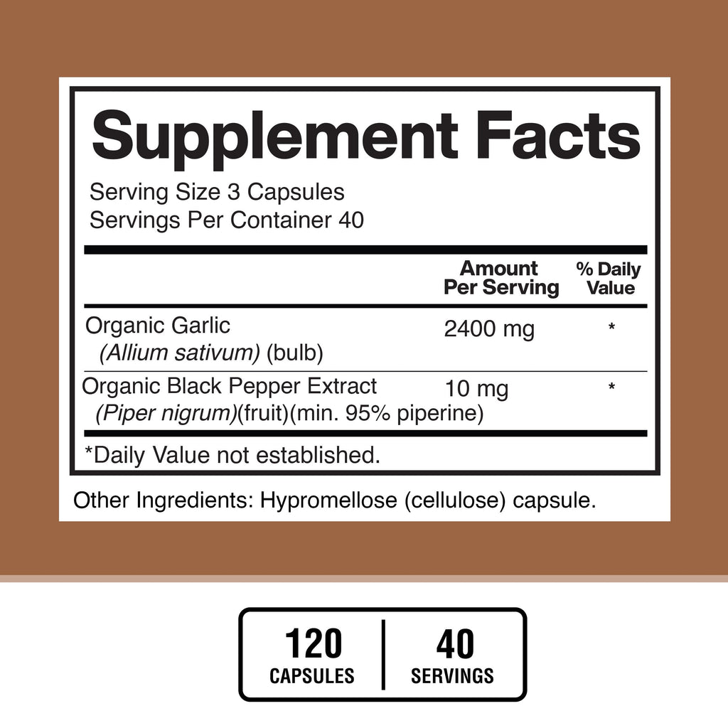 Garlic 2400mg with Black Pepper Fruit Extract 120 Capsules R1606