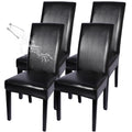 Waterproof PU Leather Dining Chair Covers Set of 4 Black W924