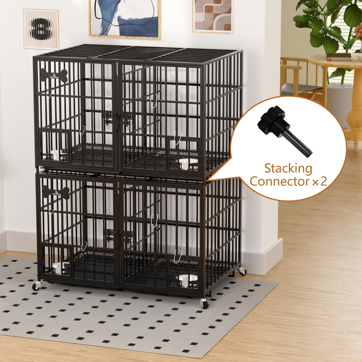 42" Stackable Heavy Duty Metal Dog Crate with Divider Z439