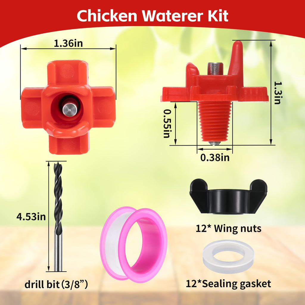 12 Pcs Horizontal Chicken Waterer Nipples with Drill Bit F71427