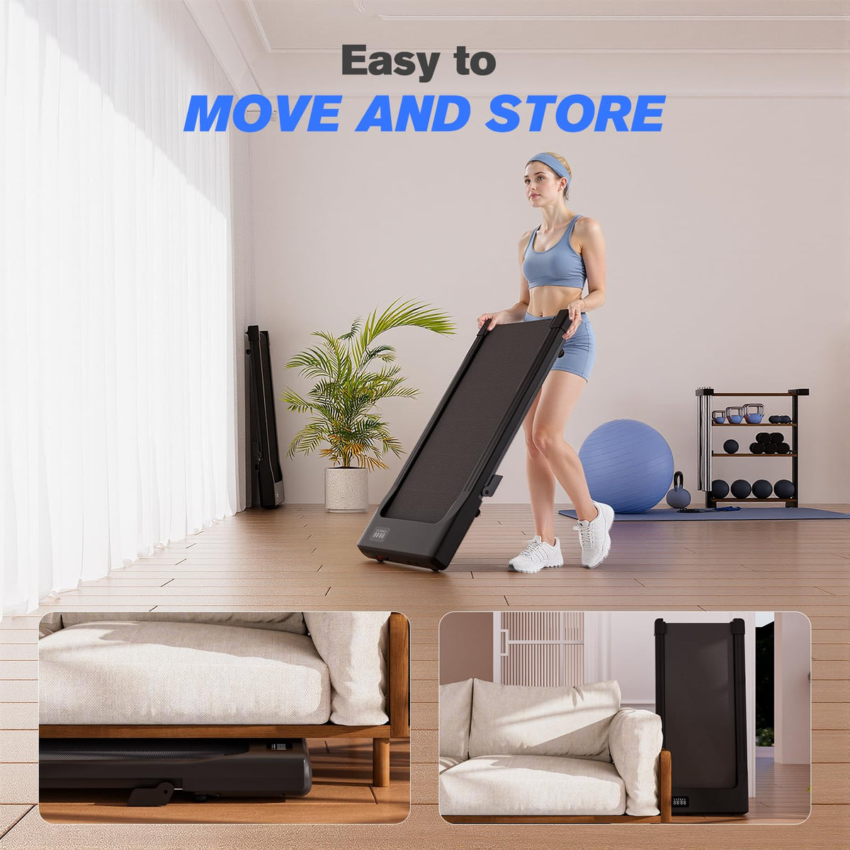 Walking Pad with Incline, 2.5 HP Under Desk Treadmill, 300 lbs Capacity T8640