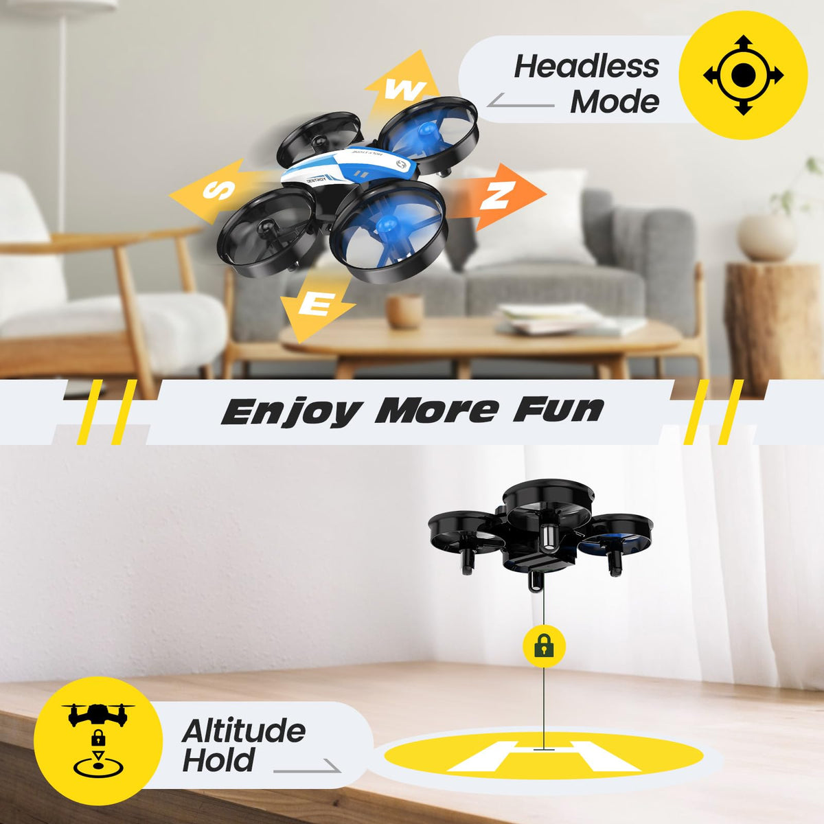 Mini Drone RC Nano Quadcopter with Auto Hovering 3D Flips and 3 Batteries Blue B164273