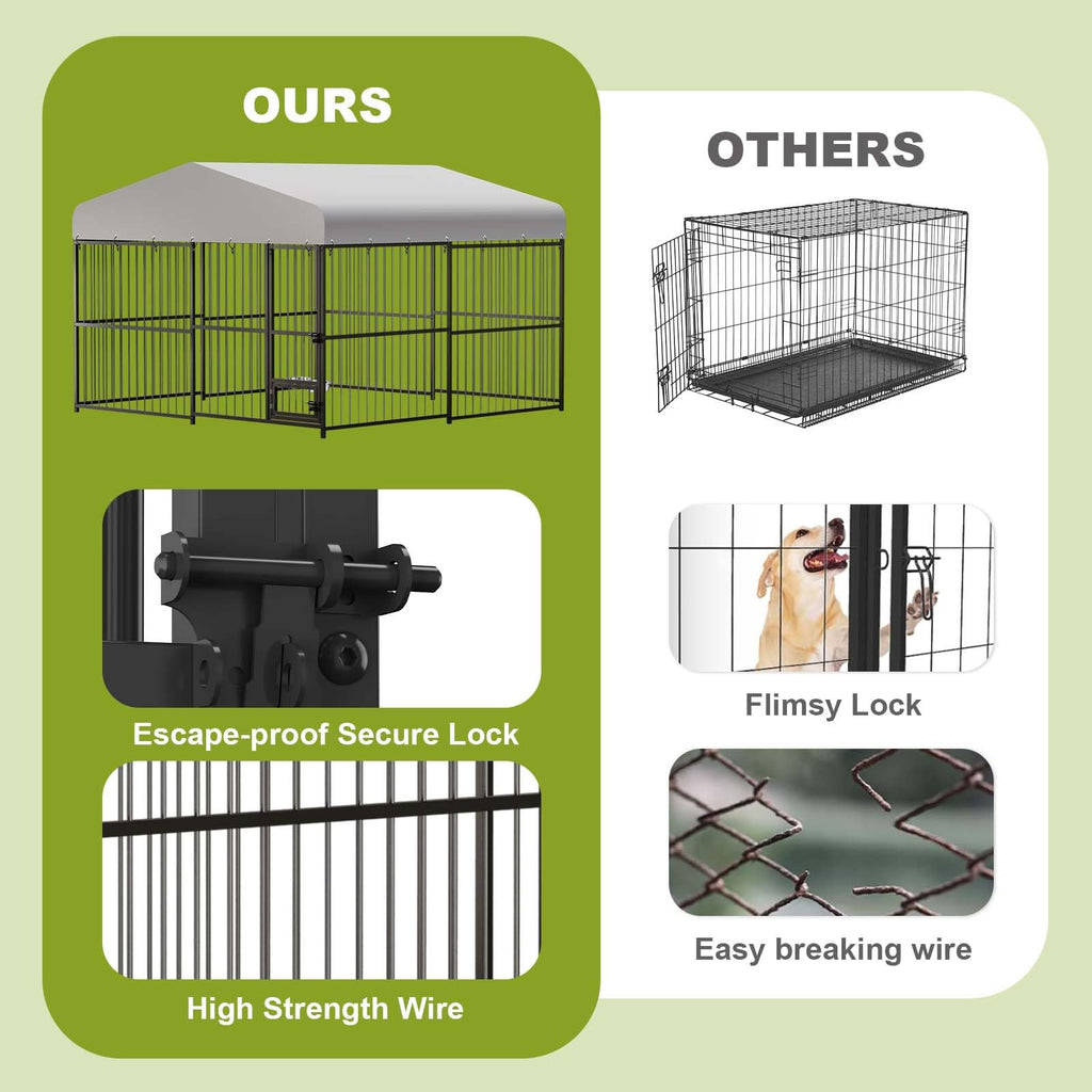 10 x 10FT Heavy Duty Metal Outdoor Dog Kennel with Roof K821