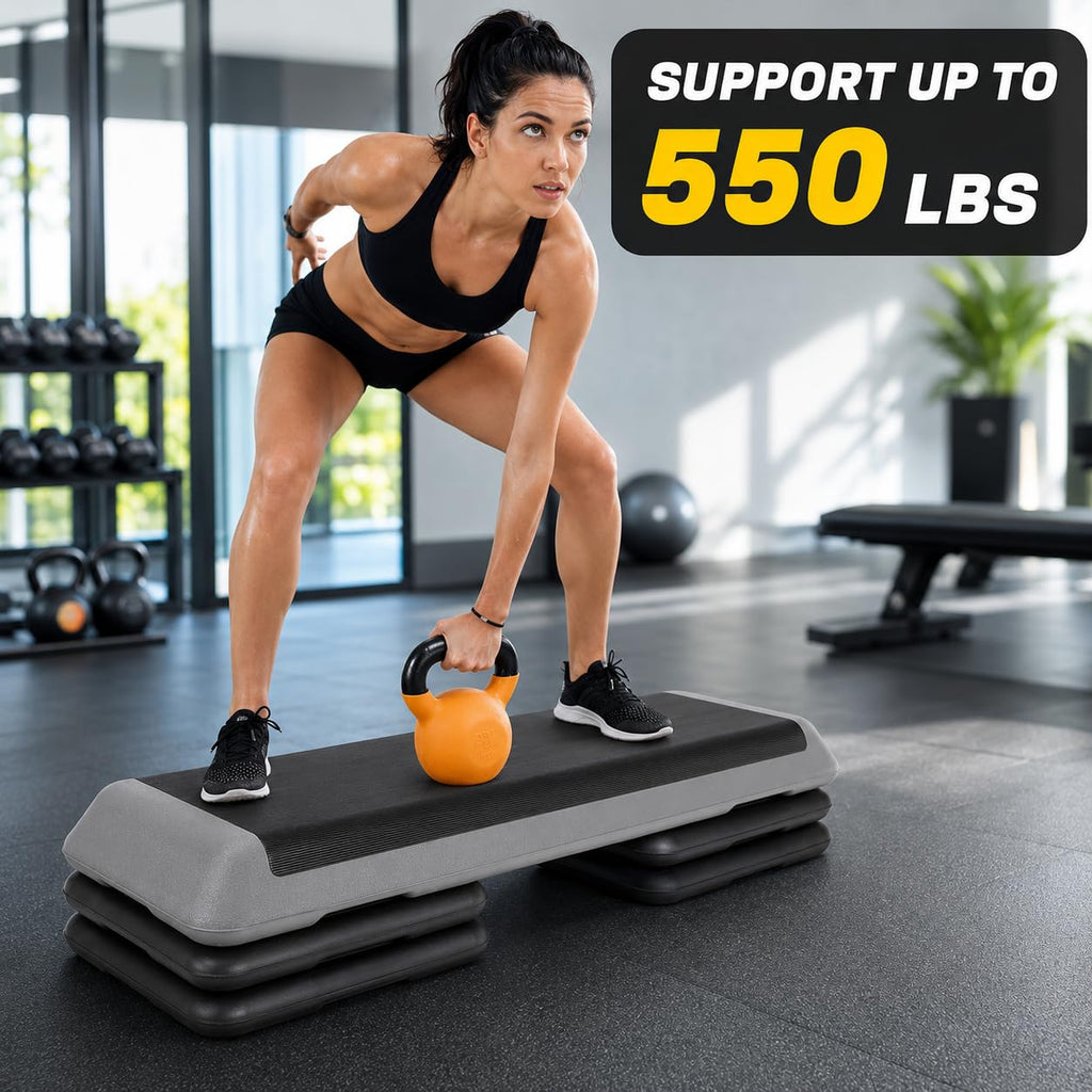 43" Adjustable Aerobic Exercise Step Platform with 4 Removable Risers P790