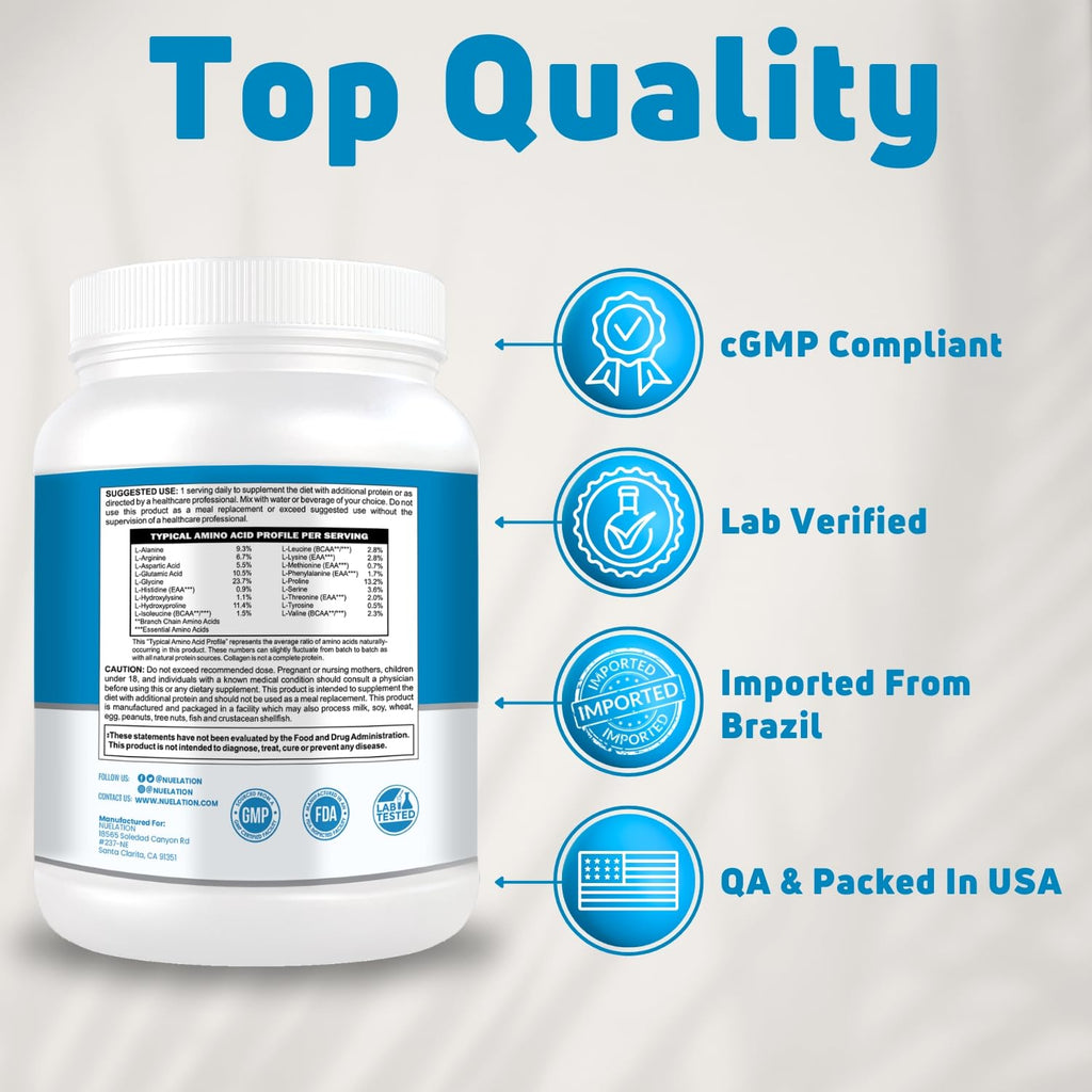 Grass Fed Hydrolyzed Bovine Collagen Peptides Powder 1LB Unflavored C650928