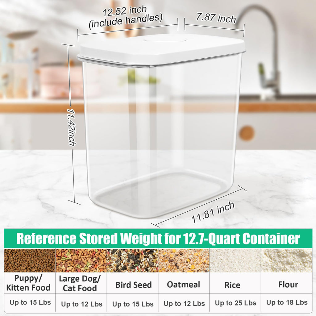 Dog Cat Food Storage Container with Handles, Stackable Pop Up Lids T661657