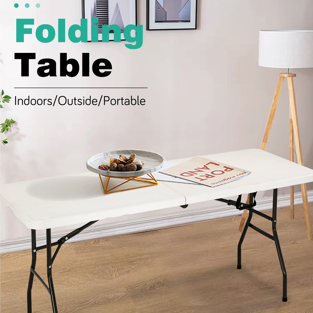 6FT White Portable Plastic Folding Table N967316