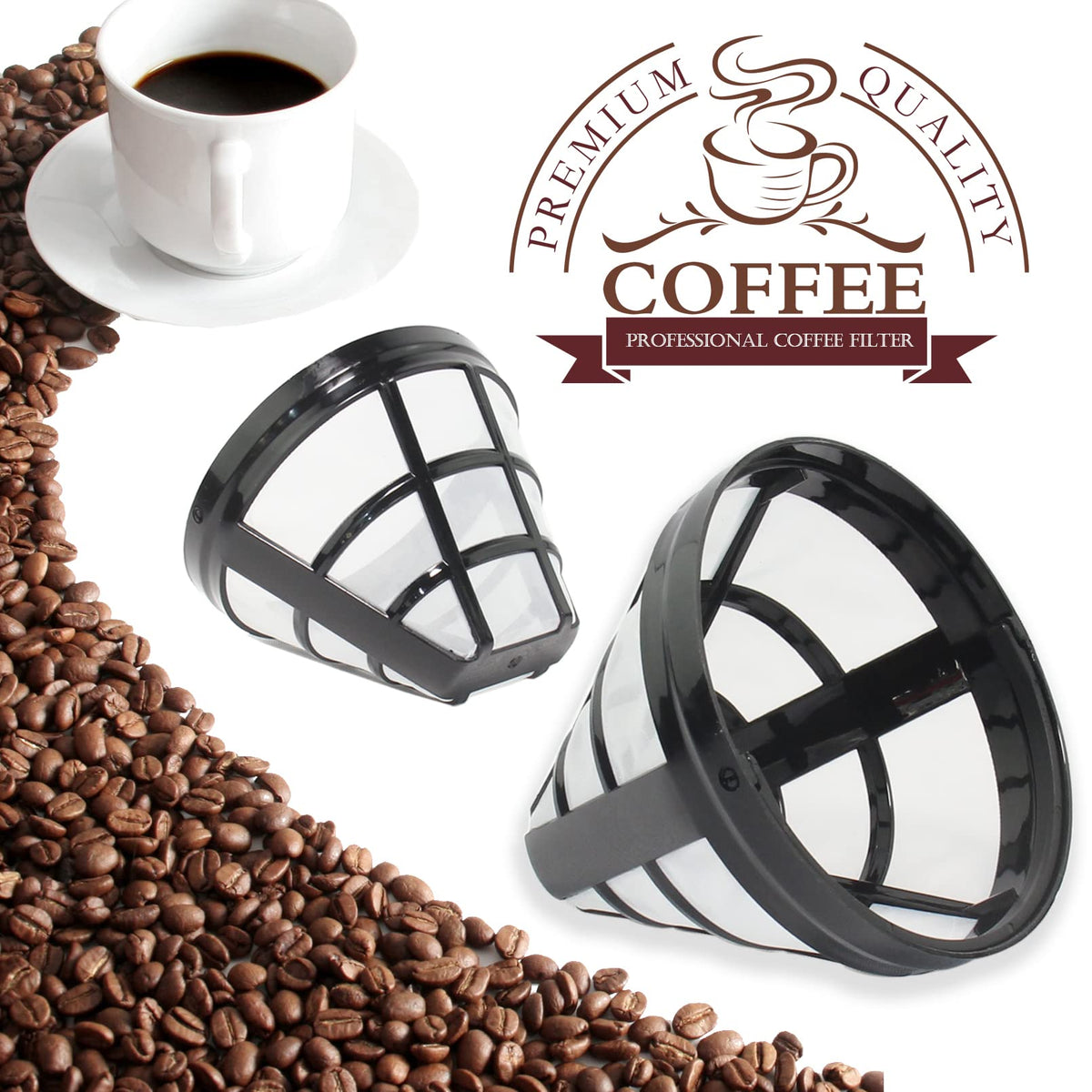 4-Pack Reusable Cone Coffee Filter S98466