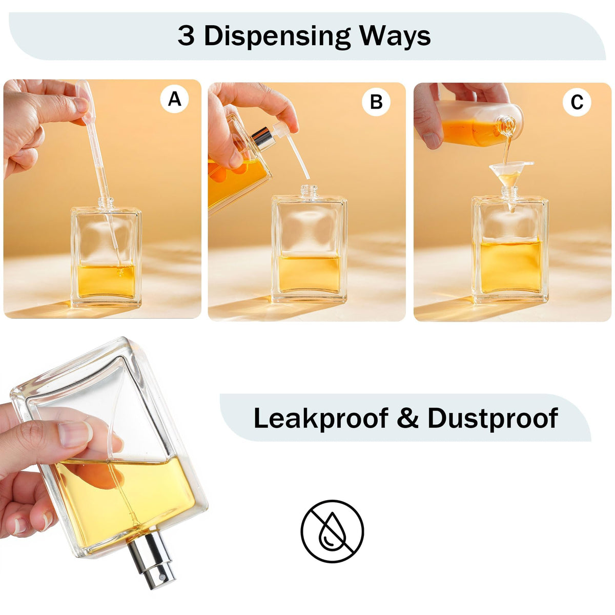 2 Pack 100ml Refillable Glass Spray Bottles I535010