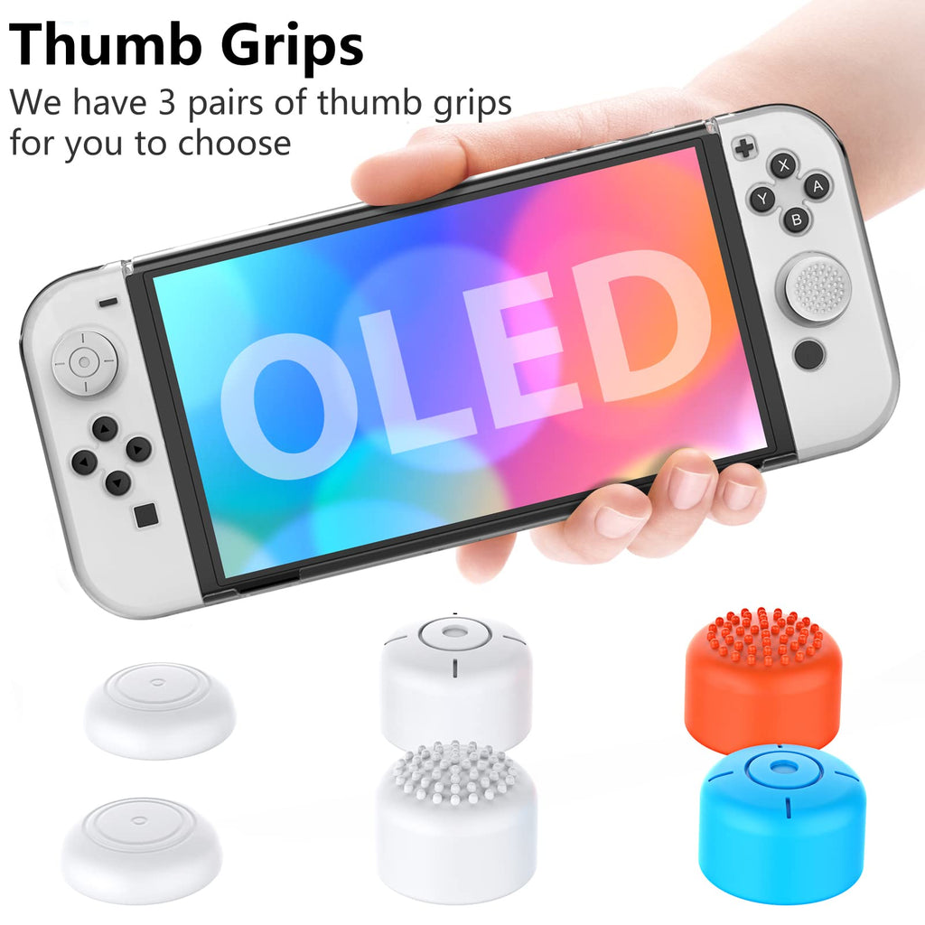 Switch OLED Dockable Hard PC Case with Thumb Stick Caps P454675