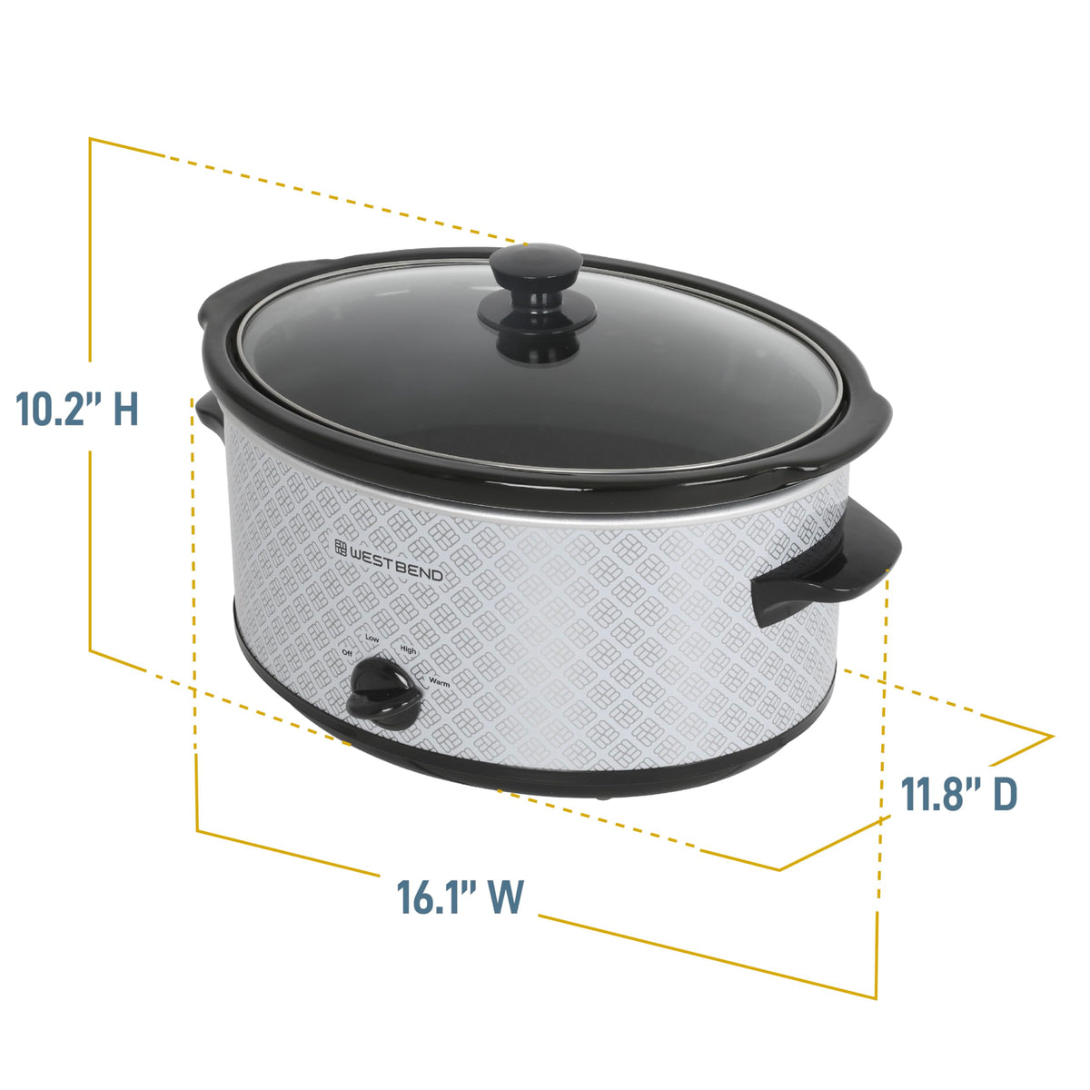 6-Quart Slow Cooker with Ceramic Crockpot and Glass Lid U148844