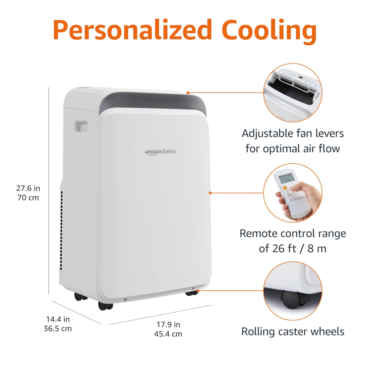 3-In-1 Portable Air Conditioner with Remote, 10000 BTU, White D697532