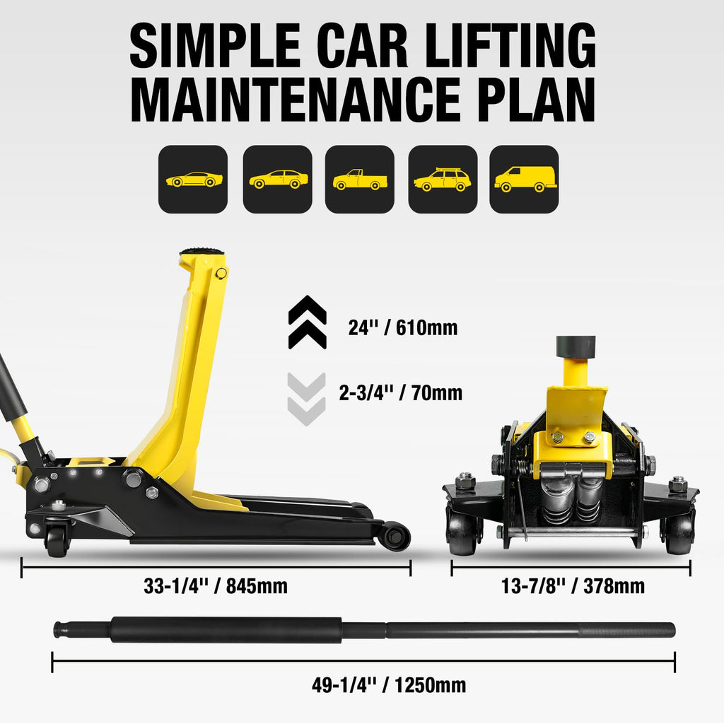 2 Ton Low Profile Hydraulic Floor Jack with Foot Pedal P985085