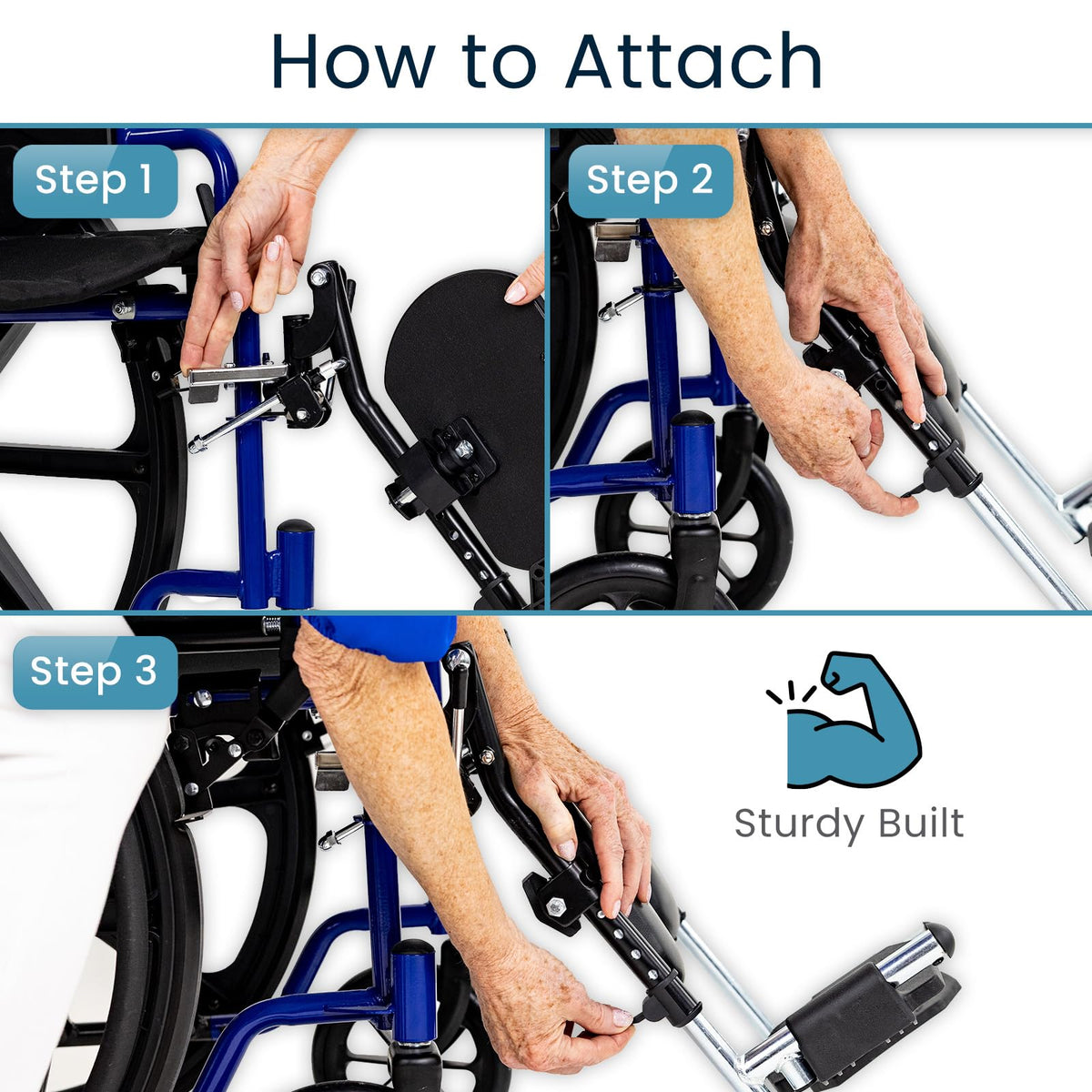 Elevating Wheelchair Footrests with Padded Calf Pads (2 Pack) G2604