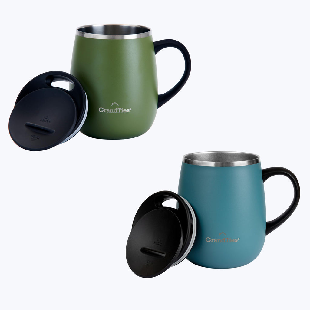 16 oz Insulated Stainless Steel Coffee Mug 2-Pack with Handle & Sliding Lid Y5970