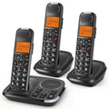 Black Cordless Phone System with Answering Machine, 3 Handsets H6814
