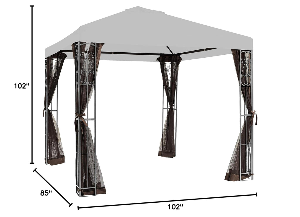 8' x 8' Brown Gazebo Replacement Mosquito Netting T1921