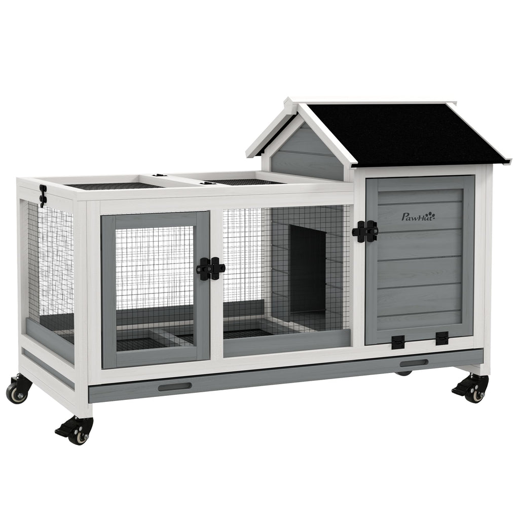 Wooden Rabbit Hutch with Wheels P5165