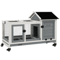 Wooden Rabbit Hutch with Wheels P5165