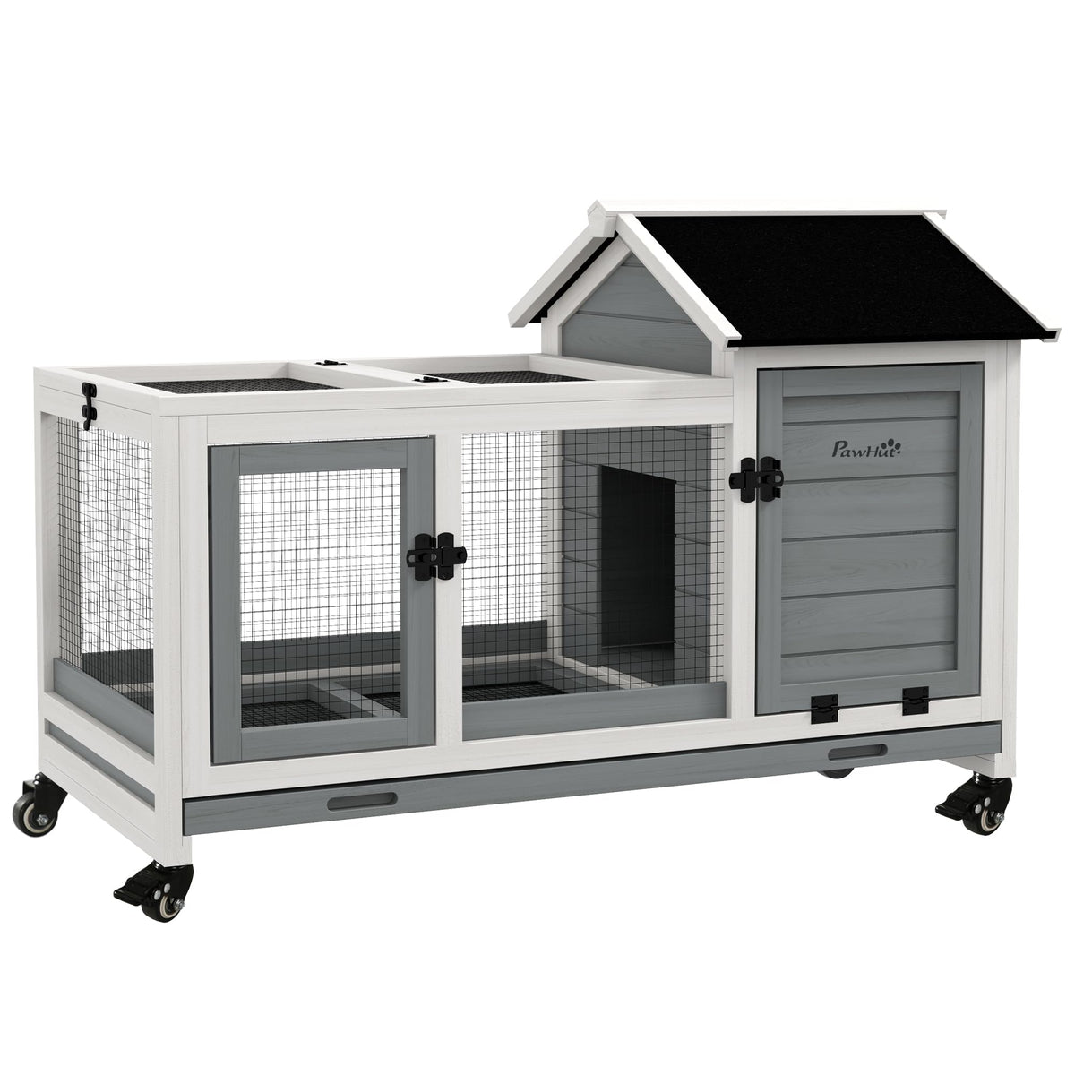 Wooden Rabbit Hutch with Wheels P5165