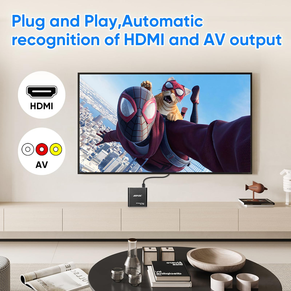 Black Mini 1080p Full-HD HDMI Digital Media Player U8925