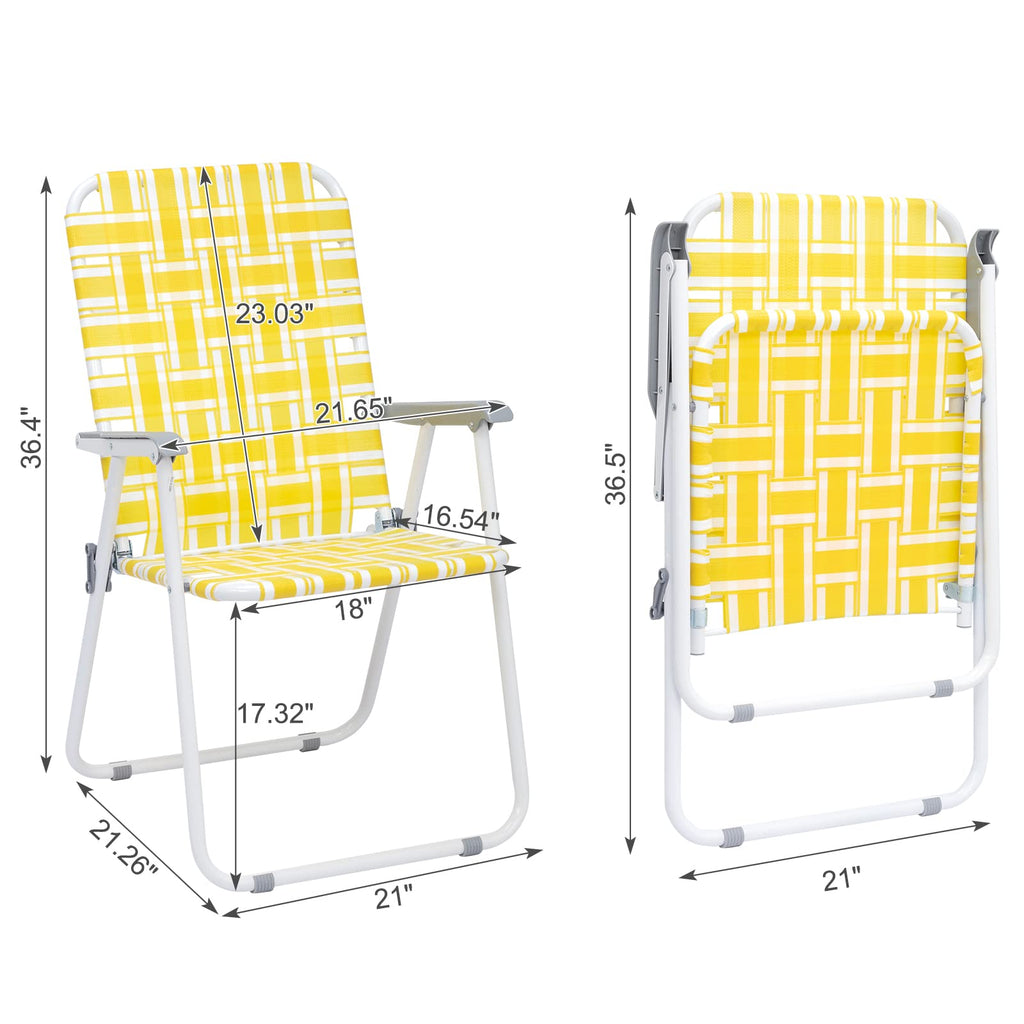 Folding Webbed Camping Chair Set of 2 Yellow G964