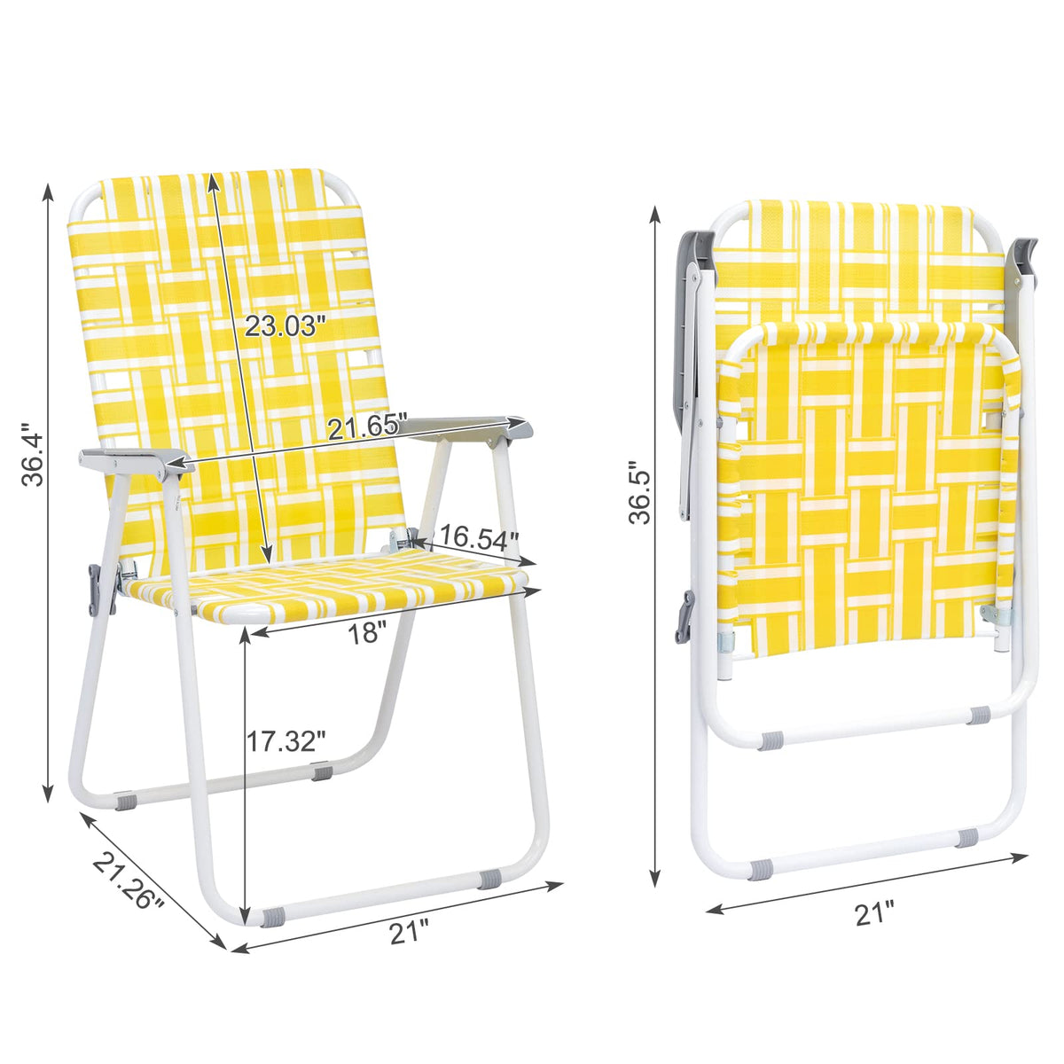 Folding Webbed Camping Chair Set of 2 Yellow G964